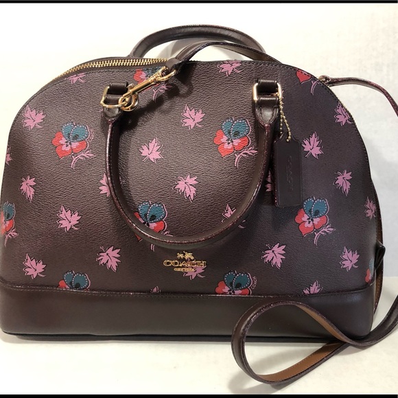 Coach Handbags - Coach Plum Canvas Leather Satchel Shoulder Bag